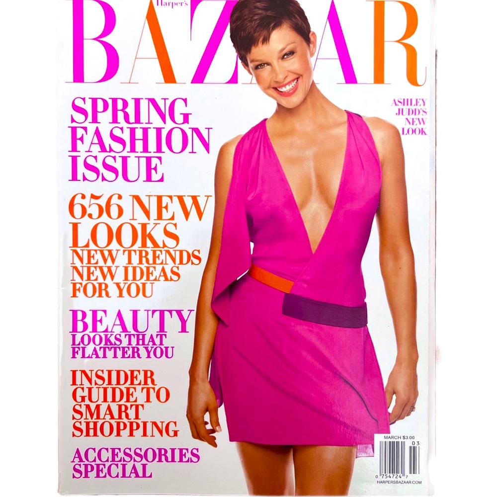 VINTAGE 2003 MARCH HARPER'S BAZAAR MAGAZINE - ASHLEY JUDD COVER